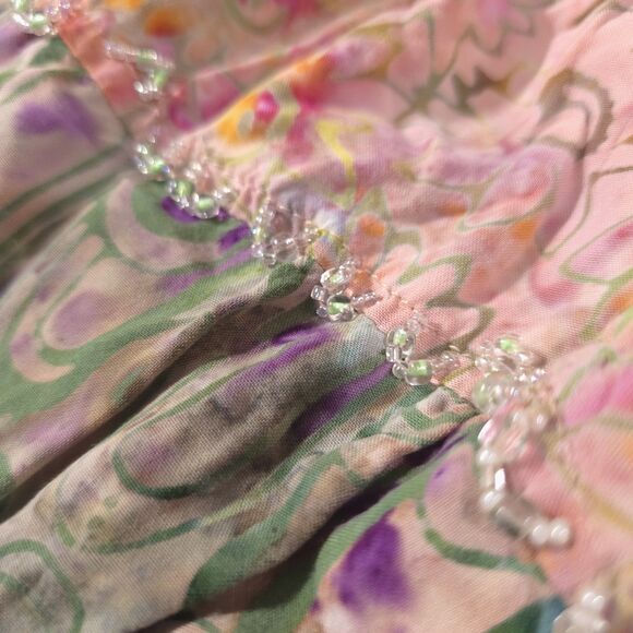 LA Blend Fairy Beaded Harem Pant M-Lg Handmade Batik Pink Green Boho Renaissance - Picture 16 of 16